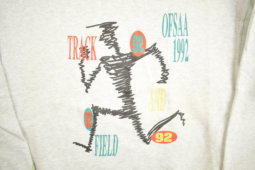 Vintage 1992 Track and Field OFSAA Graphic Fruit Of The Loom Crewneck Sweatshirt / 90s Crewneck / Made In Canada / Streetwear /