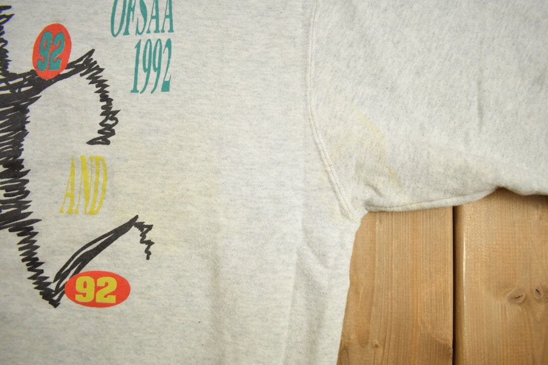 Vintage 1992 Track and Field OFSAA Graphic Fruit Of The Loom Crewneck Sweatshirt / 90s Crewneck / Made In Canada / Streetwear /