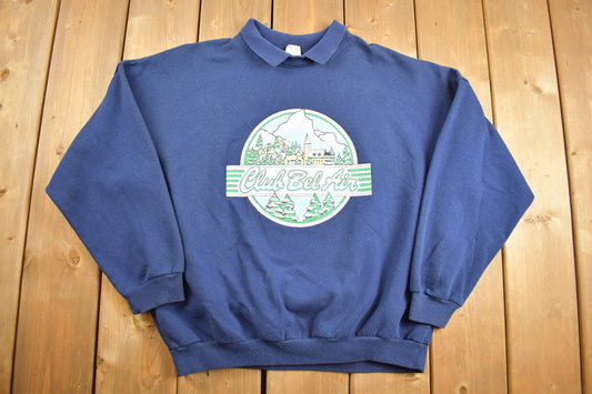 Vintage 1990s Double Collar Club Bel Air Crewneck Sweatshirt / 90s Crewneck / Souvenir Sweater / Streetwear / Travel And Vacation