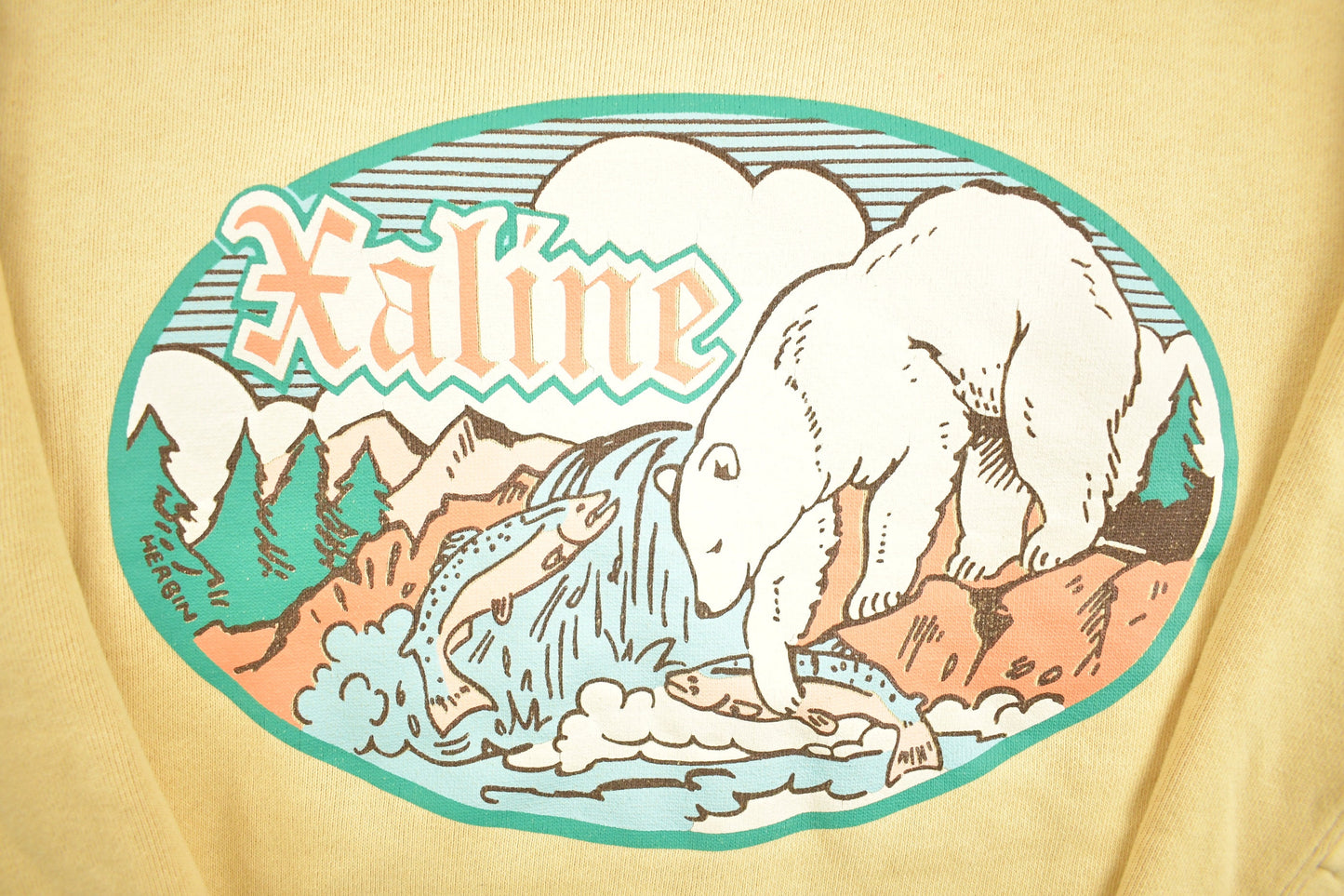 Vintage 1980s Xaline Polar Bear Fish Theme Turtleneck / Souvenir / Vintage Sweatshirt / Outdoorsman / Wilderness Sweatshirt / Made In USA /