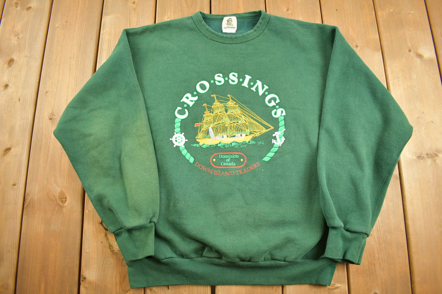 Vintage 1990s Down Island Traders Crossings Crewneck Sweatshirt / Promo / Athleisure / Streetwear / Made in Canada / Dominion Of Canada