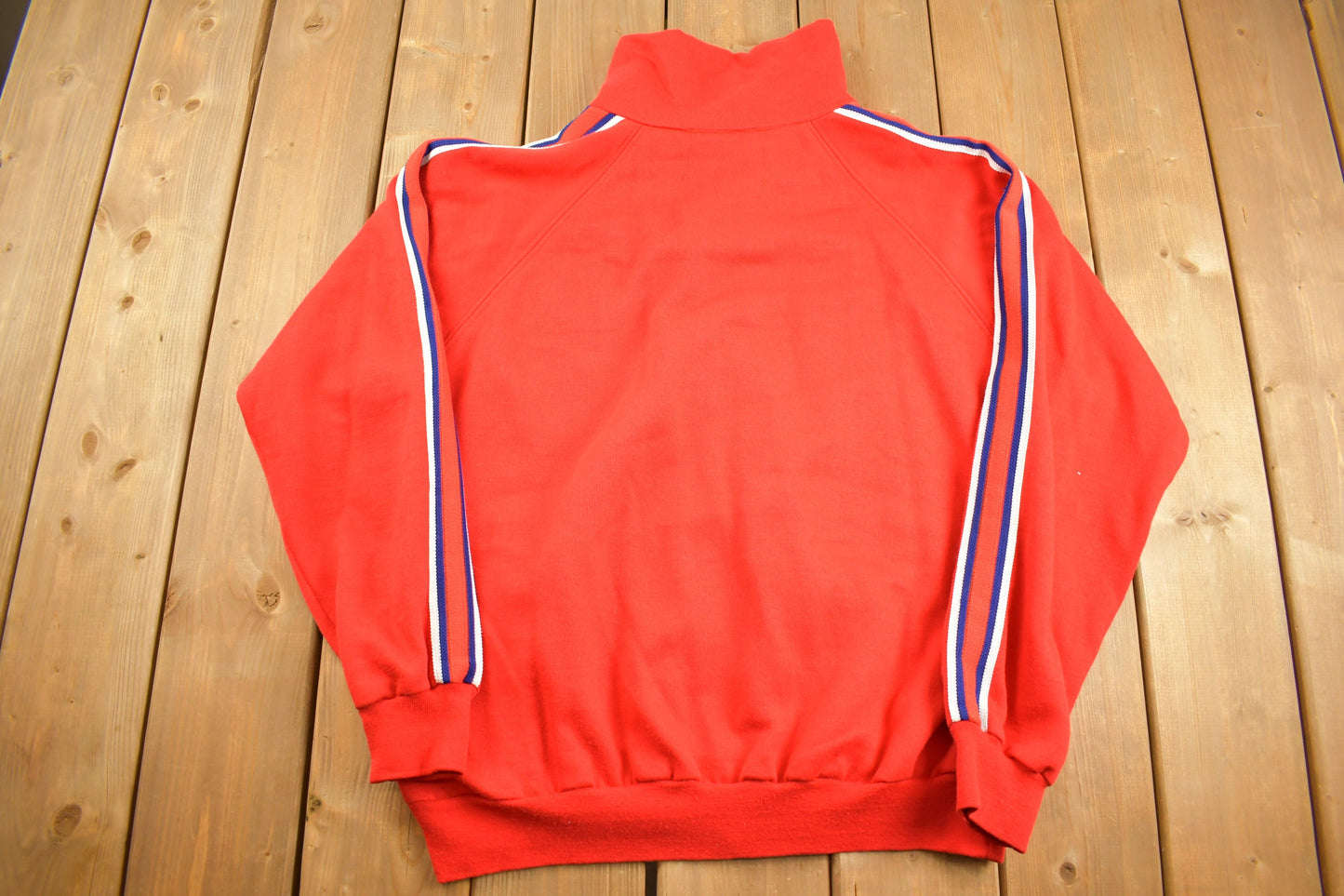 Vintage 1980s Full Zip Scrambler Arm Stripe Sweatshirt / 80s Full Zip / Souvenir / Athleisure / Streetwear / 80s Full Zip Sweater