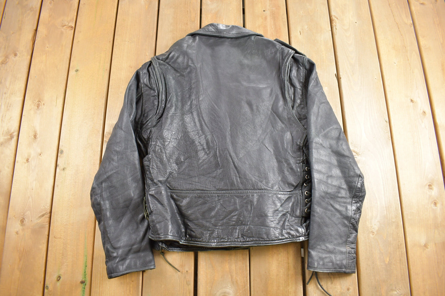 Vintage 1980s Amer Sports Leather Biker Jacket / Motorcycle Jacket / Leather Coat / Vintage Biker Jacket / Heavy Weight