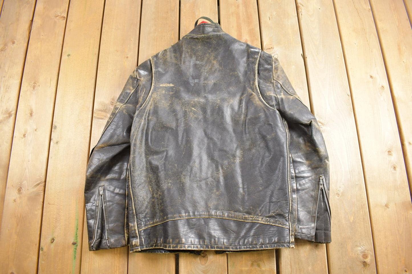 Vintage 1980s Café Racer Jacket / 80s Leather Motorcycle Jacket / Leather Coat / Winter Outerwear / Streetwear Fashion / Faded Jacket