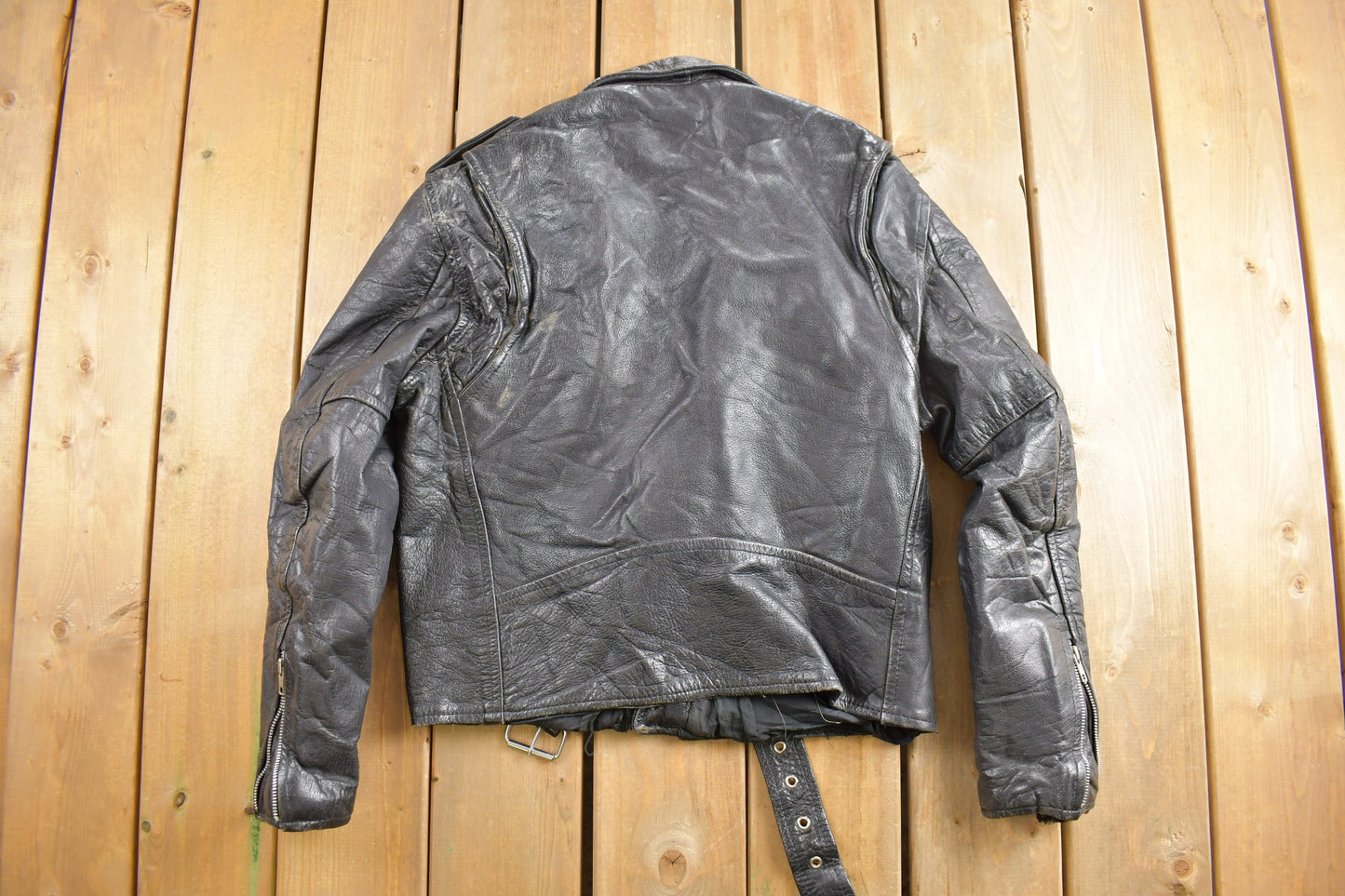 Vintage 1990s Leather Biker Jacket / Motorcycle Jacket / Leather Coat / Vintage Biker Jacket / Heavy Weight /