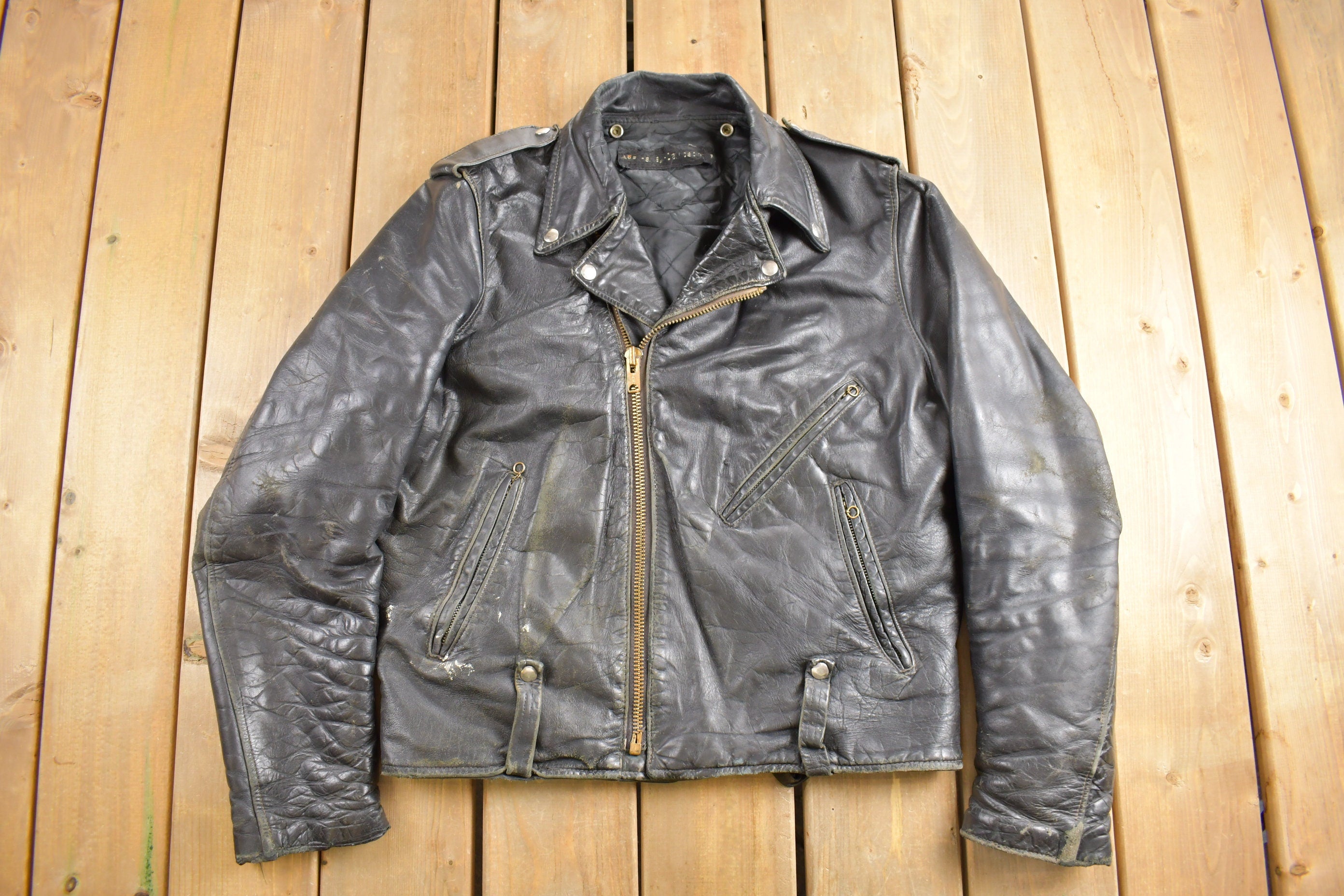 Vintage 1970s Harley AMF Leather Biker Jacket