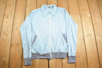 Vintage 1970s KP Spear Collar Zip Up Shirt Light Jacket Striped Cuffs
