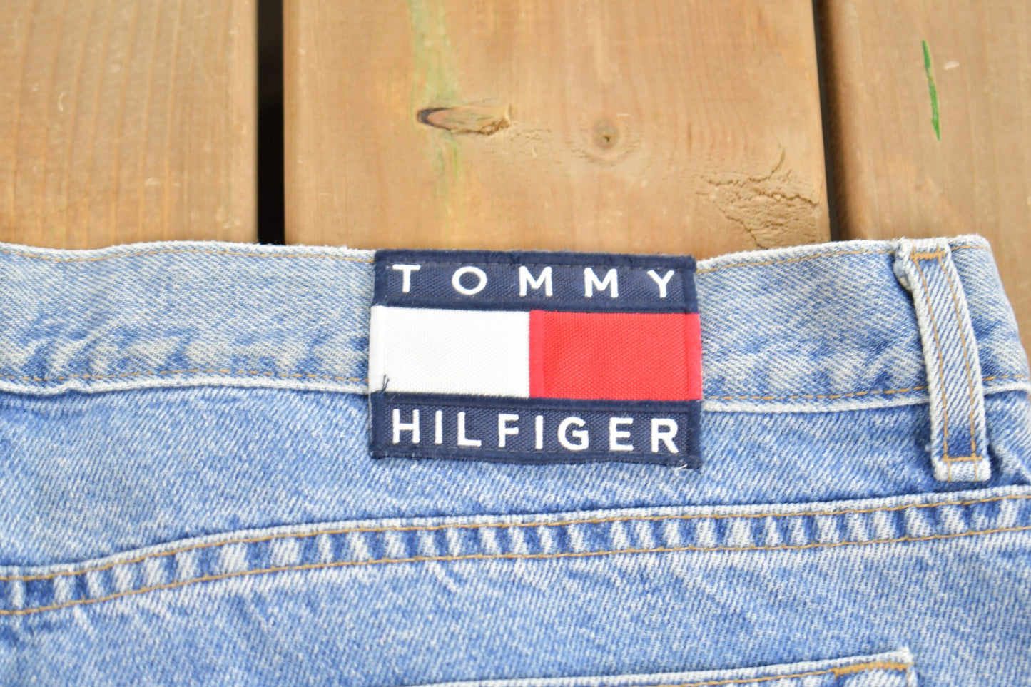 Vintage 1990's Tommy Hilfiger Jeans Size 38 x 34 / American Vintage / Streetwear Fashion / Vintage Pants / Flag / Big Logo