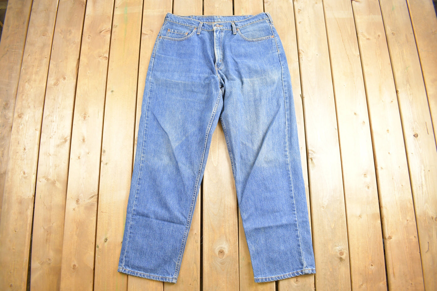 Vintage 1990s Levi's 535 Euro Fit Wide Leg Denim Jeans Size  38 x 33 / Mid Wash / Vintage Denim / Made in Canada / Jeans / Red Tab