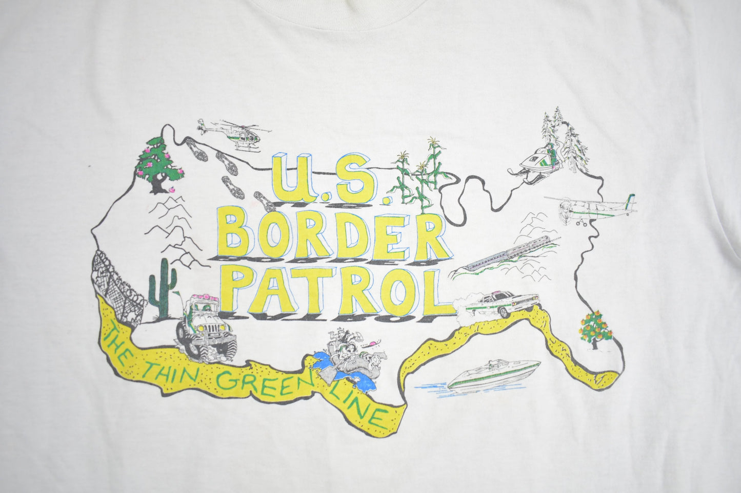 Vintage 1990s U.S. Border Patrol Graphic T Shirt / Thin Green Line / Vintage T Shirt / Graphic Tee / Single Stitch / Made In USA