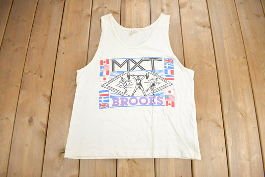 Vintage 1990s MXT Brooks Cross Training Graphic Tank Top Shirt / Vintage T Shirt / Streetwear / Graphic Tee / Single Stitch / Made In Canada