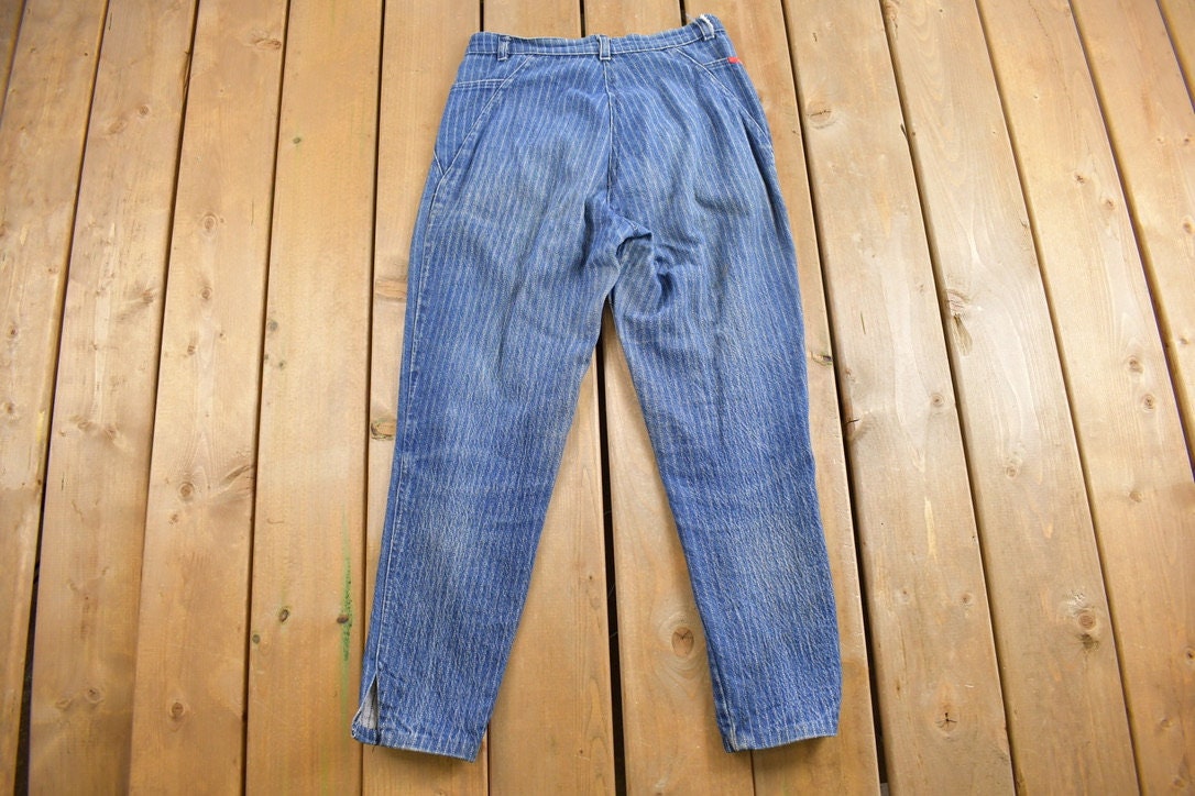 Vintage 1980s Italia Striped Denim Jeans Size 28 x 26 / 80s Jeans / Vintage Denim / Streetwear / Vintage Pants / 80s Clothing