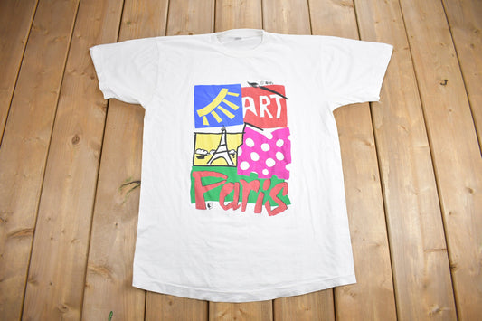 Vintage 1990s Paris Art Graphic T Shirt / Vintage T Shirt / Streetwear / Graphic Tee / Single Stitch / Vintage Art Tee