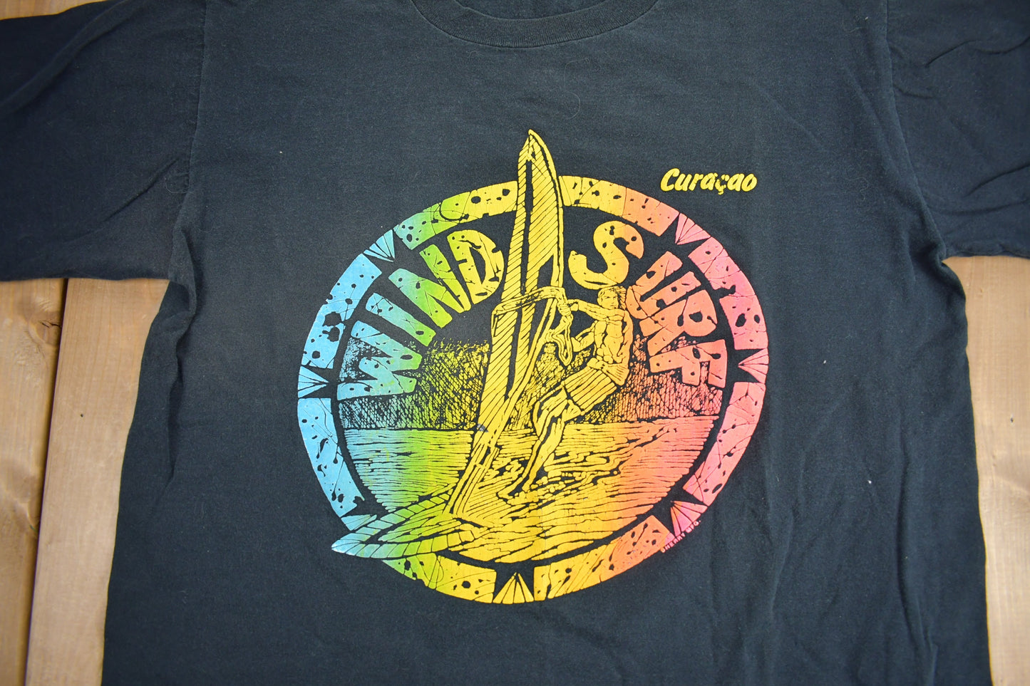 Vintage 1990s Curaçao Wind Surf Souvenir T Shirt / Streetwear / Made In USA / Vacation Tee / Travel T Shirt