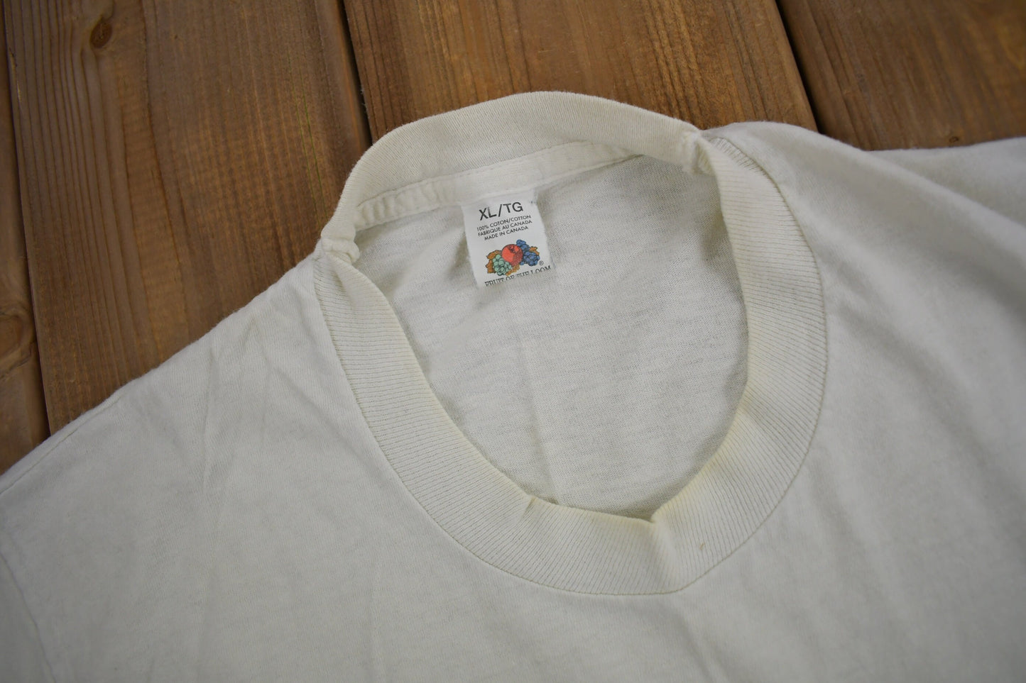 Vintage 1980s Fruit Of The Loom Blank White T Shirt / Vintage T Shirt / Streetwear / Made In Canada