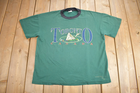 Vintage 1990s Toronto Canada Souvenir T Shirt / Streetwear / Made In Canada / Vacation Tee / Travel T Shirt / Single Stitch