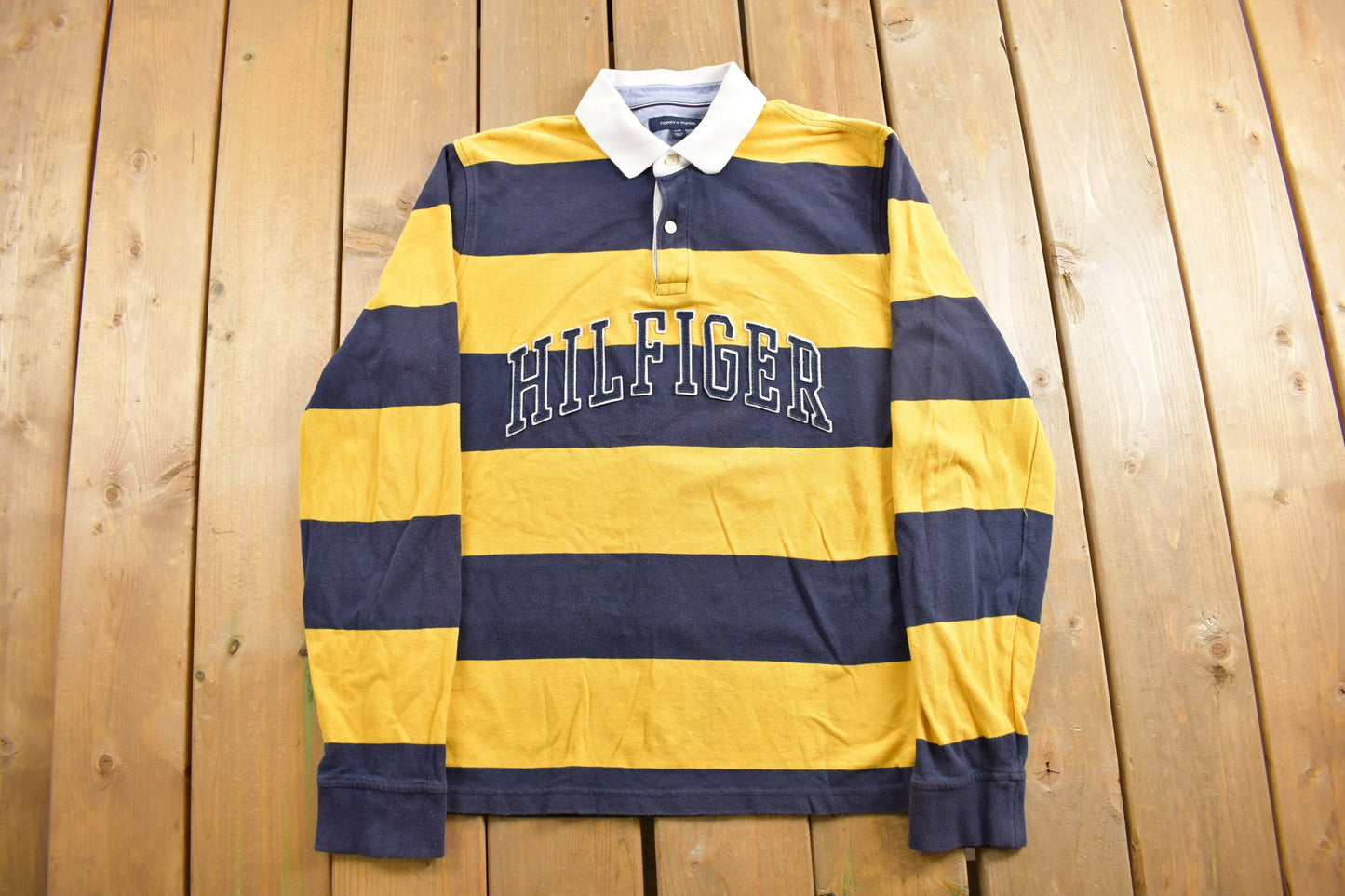 Vintage 1990s Tommy Hilfiger Arc Logo Polo Shirt / Rugby Sweater / Striped / Streetwear / Athleisure / Vintage Tommy / 90s Style / Spell out