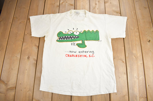 Vintage 1995 Charleston South Carolina Alligator Souvenir T Shirt / Streetwear / Vacation Tee / Travel T Shirt