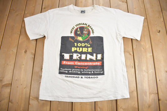 Vintage 1990s Trinidad & Tobago Souvenir T Shirt / Streetwear / 100% Trini / Vacation Tee / Travel T Shirt