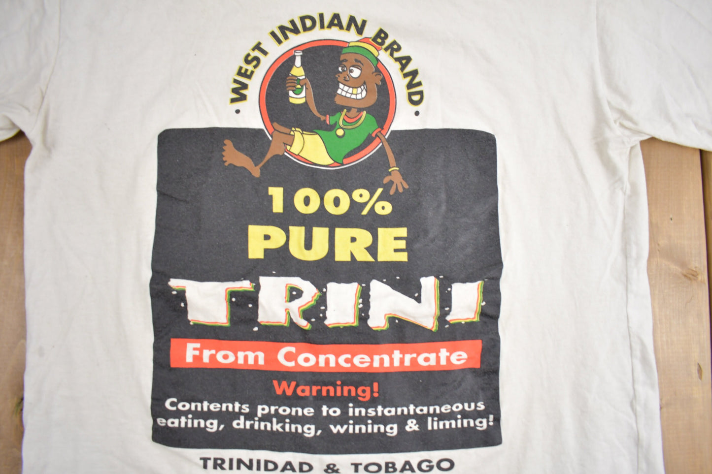 Vintage 1990s Trinidad & Tobago Souvenir T Shirt / Streetwear / 100% Trini / Vacation Tee / Travel T Shirt