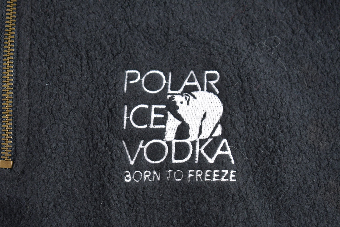 Vintage 1990s Polar Ice Vodka Quarter Zip Fleece Sweatshirt / Souvenir / Embroidered / Vodka Promo / Polar Bear