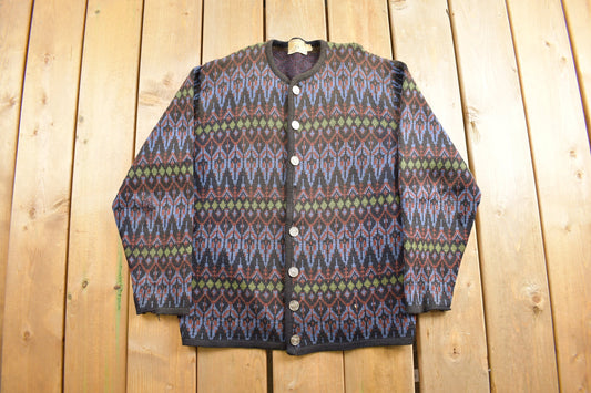 Vintage 1970s Warren Knit Cardigan Sweater / Pattern Knit / Vintage Cardigan / True Vintage / 70s Sweater / True Vintage Cardigan