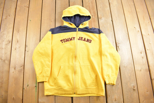 Vintage 1990s Tommy Hilfiger Zip Up Hoodie / 90s Hoodie / Vintage Sweater / 90s Tommy Jeans / Color Block / Vintage Tommy Hilfiger