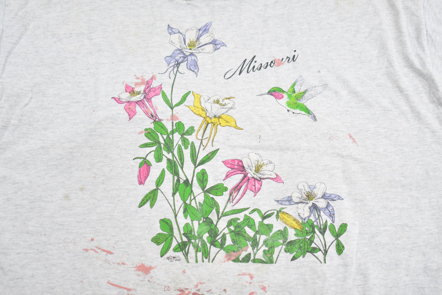 Vintage 1990s Missouri Floral Graphic Souvenir T Shirt / Streetwear / Made In USA / Vacation Tee / Travel T Shirt