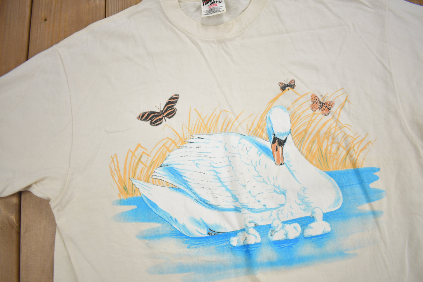 Vintage 1990s Swan Graphic T-Shirt / Single Stitch / Streetwear / Nature T Shirt / Outdoorsman