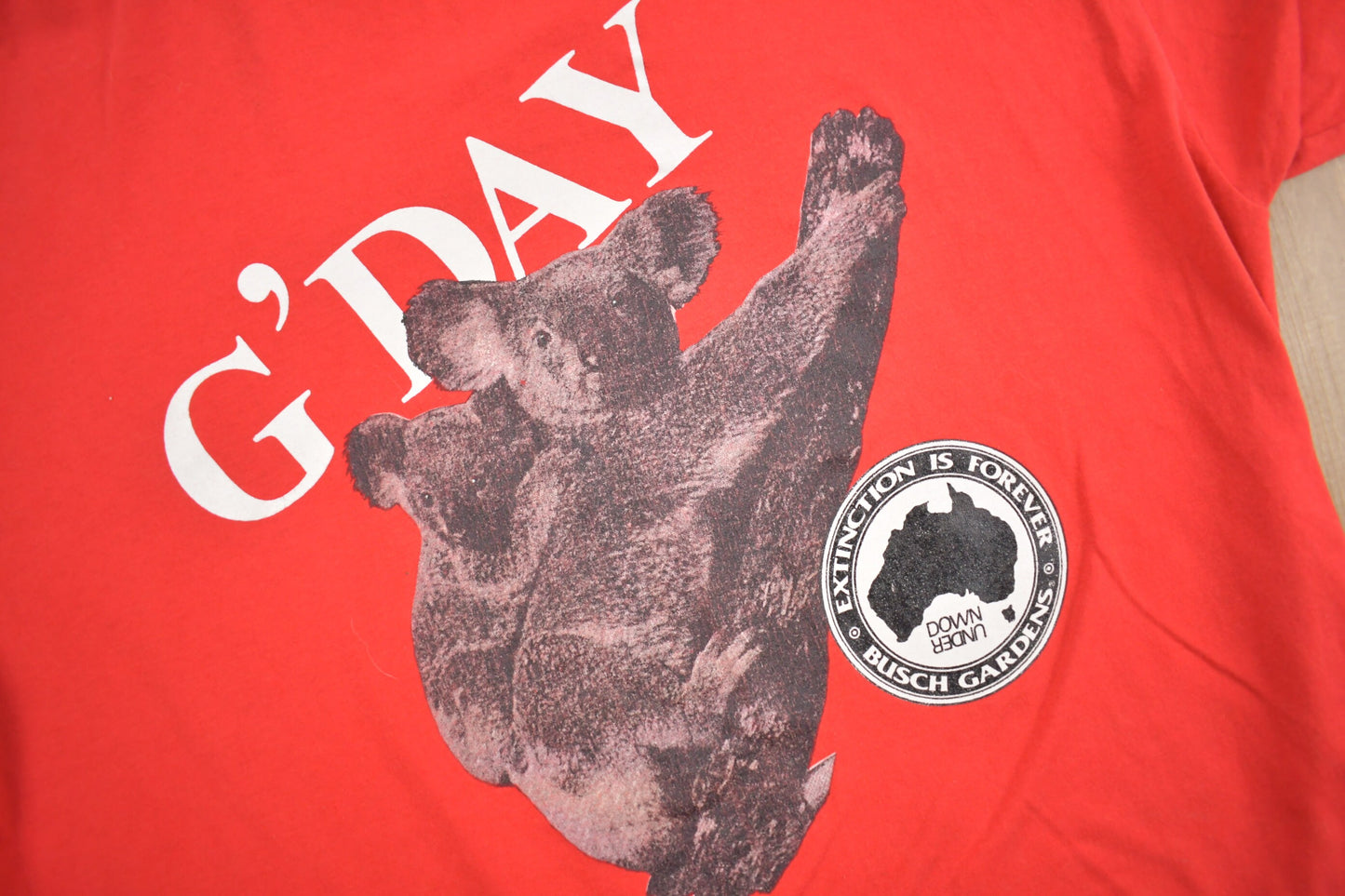 Vintage 1990s Australia G'Day Koala Graphic T-Shirt / Made In USA / Single Stitch / Nature T Shirt / Outdoorsman / Busch Gardens