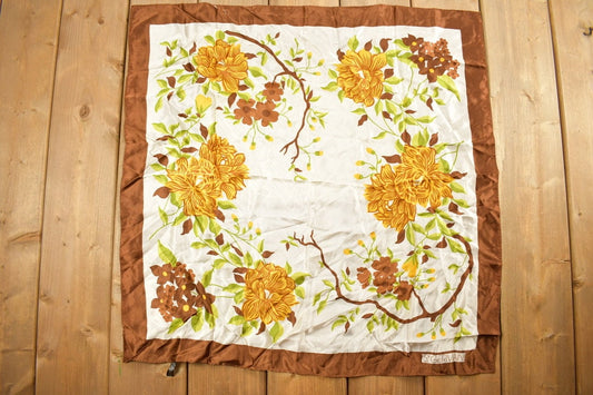 Vintage 1980s Floral St. Germain Scarf / Vintage Accessory / Vintage Scarves / All Over Pattern / Square Scarf