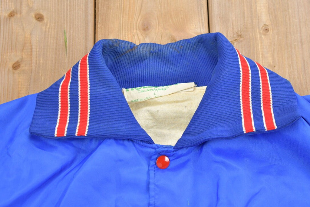 Vintage 1970s Holloway Roush Sporting Goods Satin Bomber Jacket Made in USA