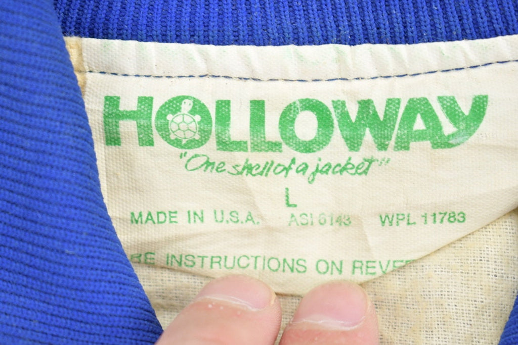 Vintage 1970s Holloway Roush Sporting Goods Satin Bomber Jacket Made in USA