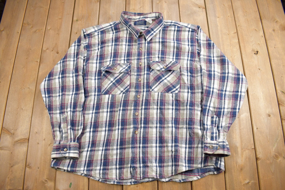 Vintage 1990s Northeast Outfitters Heavyweight Button Up Shirt / 1990s Button Up / Vintage Flannel / Plaid Flannel