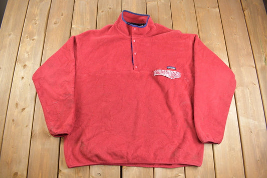 Vintage 1990s Patagonia T Snap Fleece Sweater / Red / Made in Canada / Outdoorsman / 90s Sweater / Streetwear / Vintage Patagonia / Hiking /