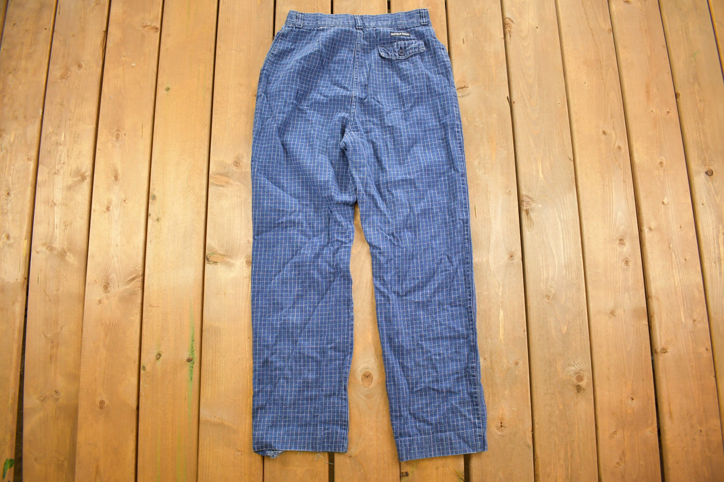 Vintage 1980s Rumble Seats Grid Pattern Jeans 28 x 29 / Made in USA / Streetwear Fashion / Vintage MidWash / Vintage Pants