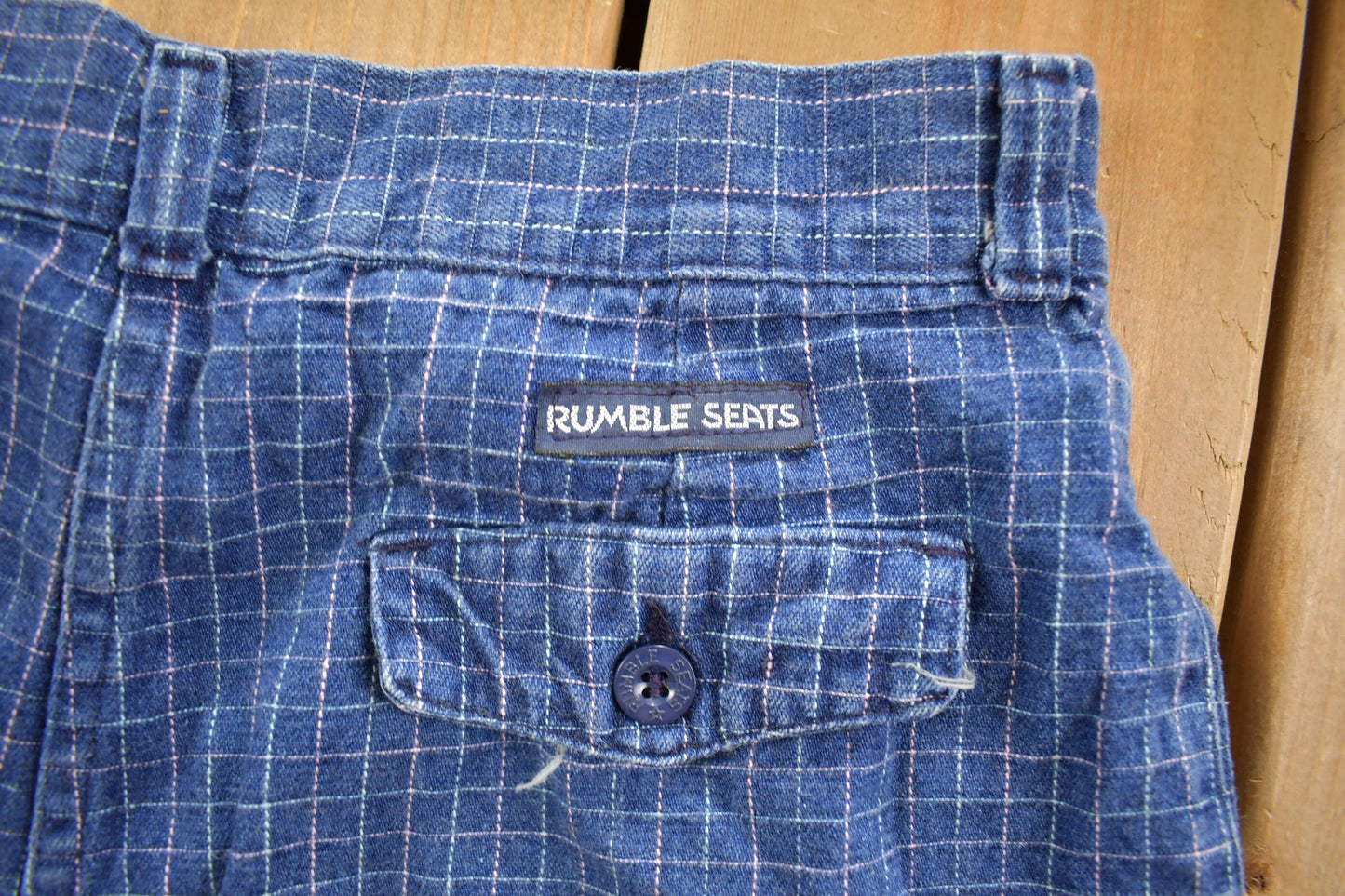 Vintage 1980s Rumble Seats Grid Pattern Jeans 28 x 29 / Made in USA / Streetwear Fashion / Vintage MidWash / Vintage Pants