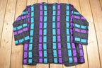 Vintage 1980s Yak Magik Woven Design Cardigan Sweater