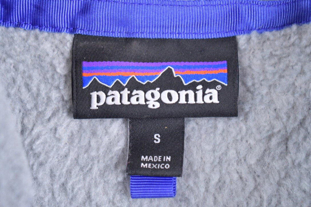 Vintage 1990s Patagonia Fleece Vest / Grey and Blue / 90s Zip Up Vest / Streetwear / Athleisure / Hiking / Deep Pile / Gorp