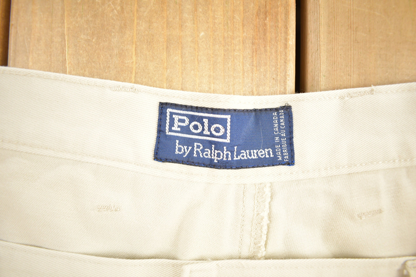 Vintage 1990s Polo by Ralph Lauren Beige Trousers Size 38 x 31 / Made in Canada / 90s Style Pants / Streetwear Fashion / Bottoms