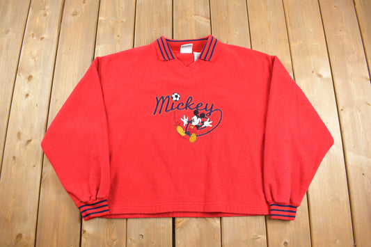 Vintage 1990s Mickey Mouse Soccer Crewneck Sweatshirt / 90s Crewneck / Soccer Sweater / Streetwear / 90s Mickey Mouse