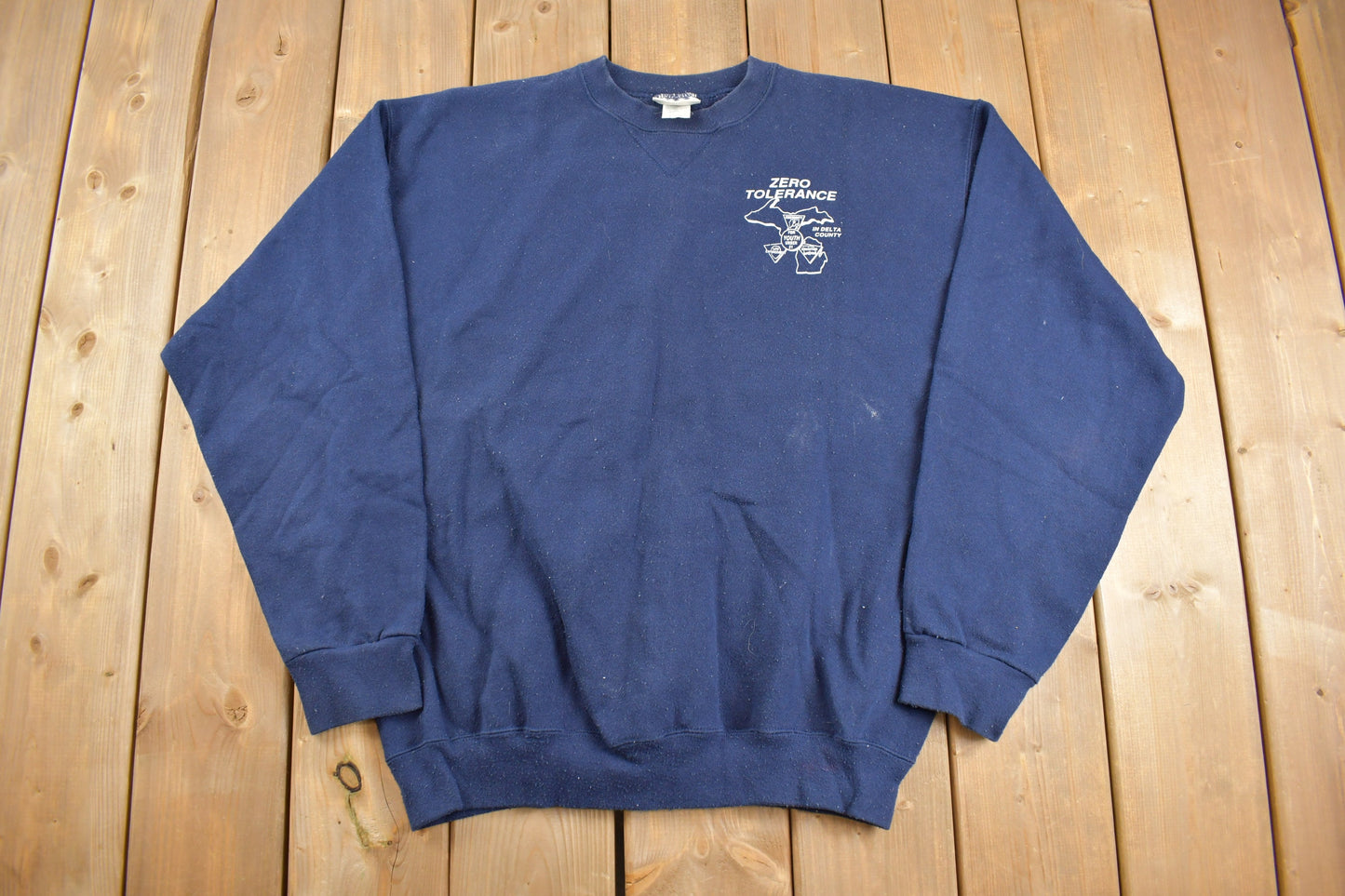 Vintage 1990s Zero Tolerance In Delta County Crewneck Sweatshirt / 90s Crewneck / Made In USA / Essential / Streetwear / 90s