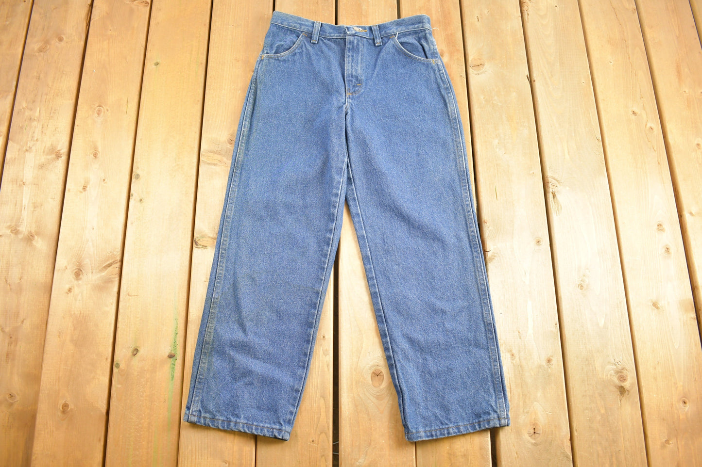 Vintage 1990s Wide Leg Jeans 28 x 26 / Streetwear Fashion / Vintage MidWash / Vintage Pants / Retro Style Jeans