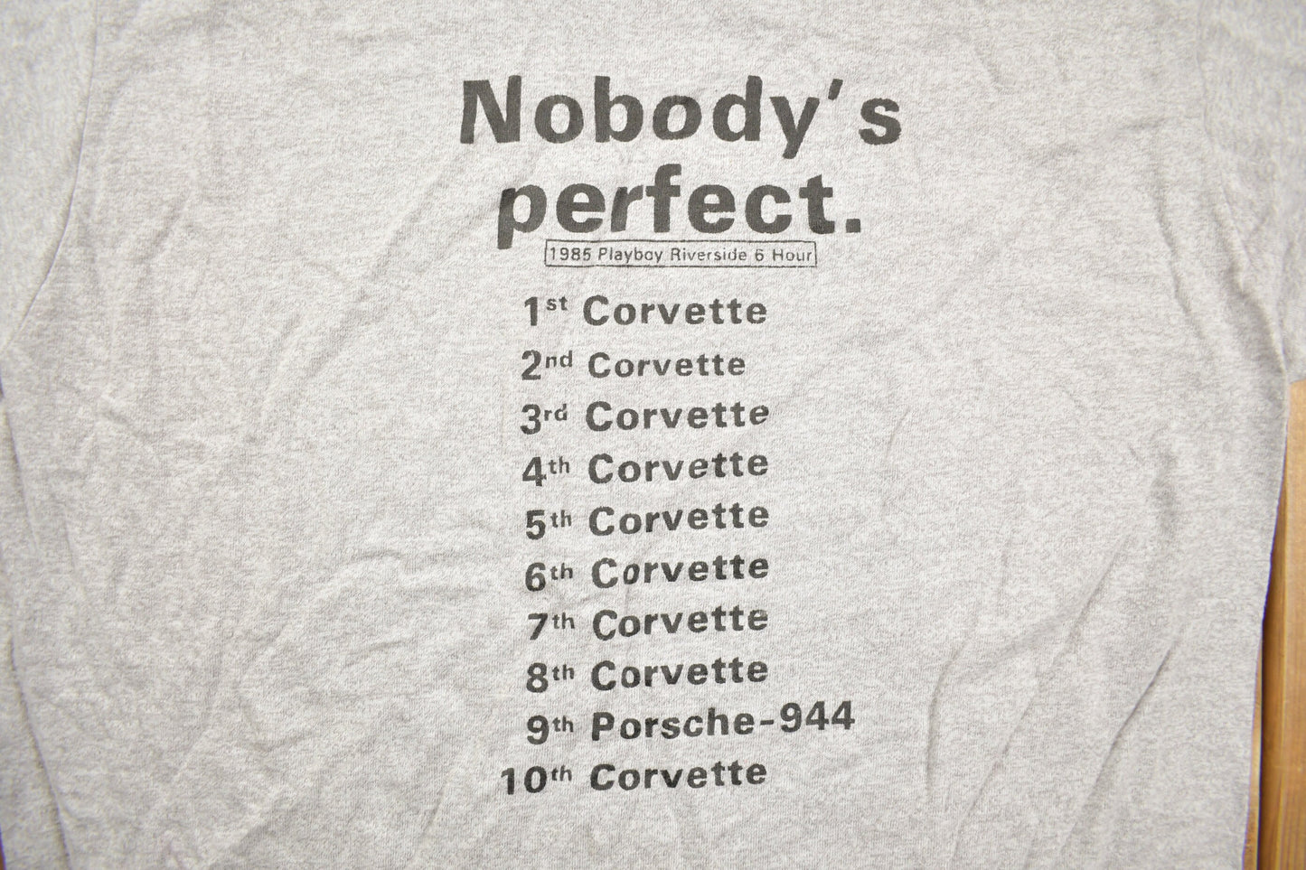 Vintage 1985 Nobody's Perfect Car Ranking Graphic T Shirt / Vintage T Shirt / Streetwear / Graphic Tee / Single Stitch / Made In USA