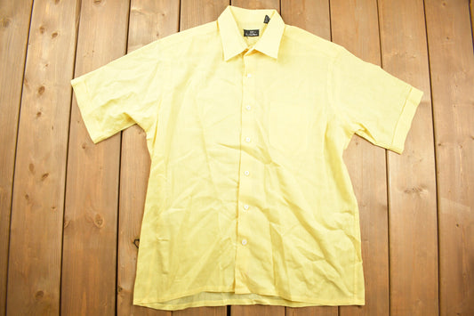 Vintage 1980s Blank Yellow Button Up Shirt / 80s Button Up / True Vintage / Blank Shirt