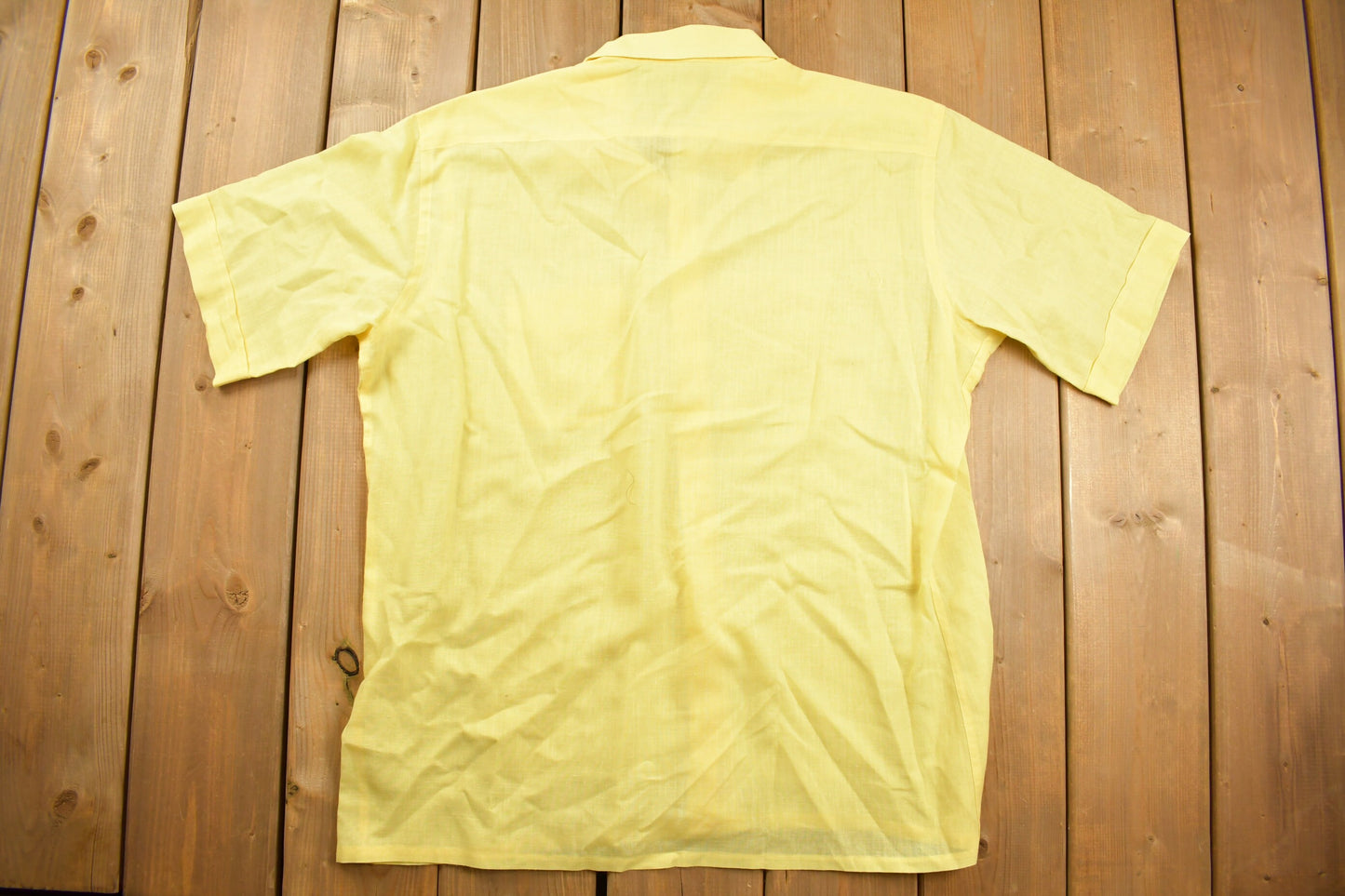 Vintage 1980s Blank Yellow Button Up Shirt / 80s Button Up / True Vintage / Blank Shirt