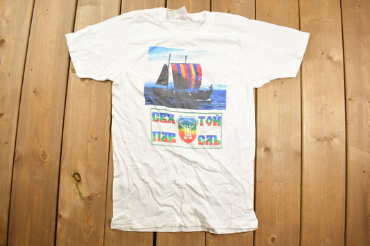 Vintage 1980s Russian Sailboat Graphic T Shirt / Vintage T Shirt / Streetwear / Graphic Tee / Single Stitch