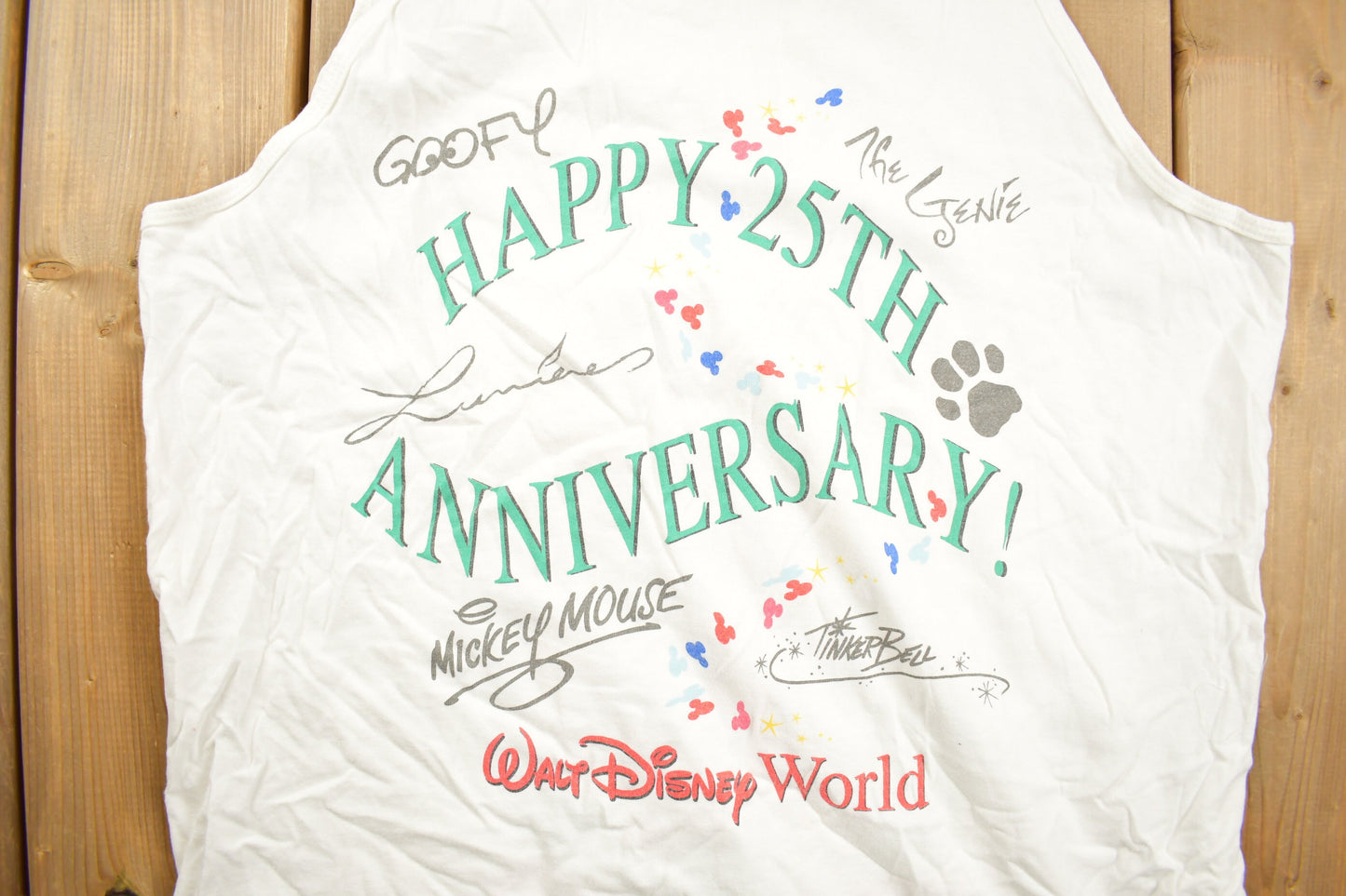 Vintage 1990s Walt Disney World 25th Anniversary Tank Top Shirt / 90s Graphic Tee / Vintage Mickey Mouse / Made In USA / 90s Disney Tee