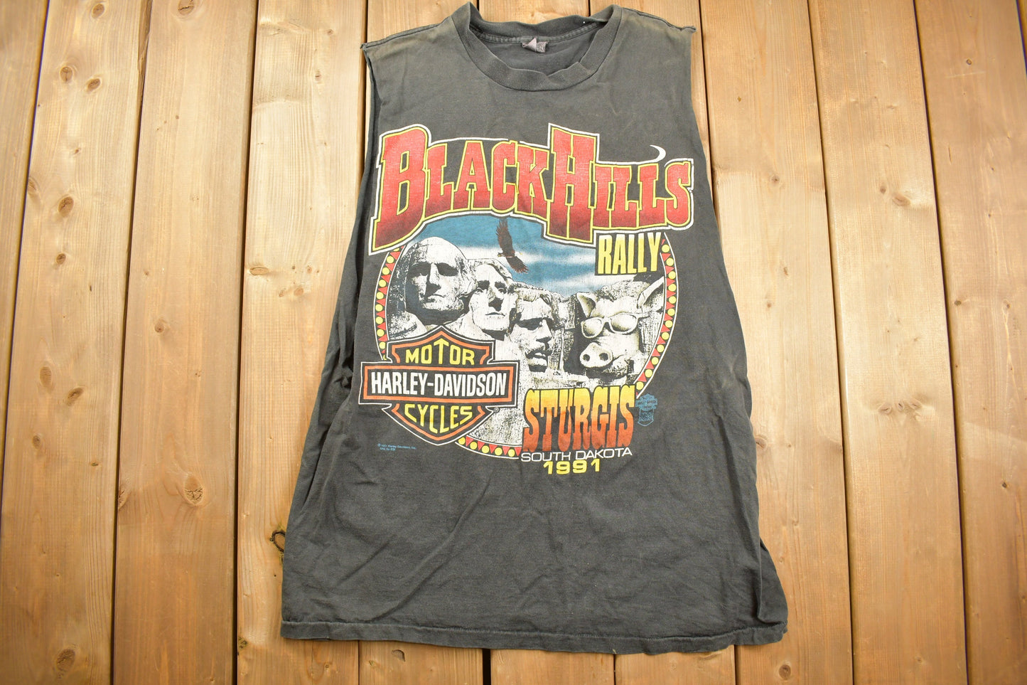 Vintage 1991 Sturgis Black Hills Rally Harley Davidson Motorcycles T-Shirt / Single Stitch / Made In USA / Biker Tee / Souvenir T Shirt