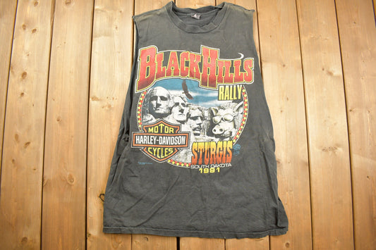 Vintage 1991 Sturgis Black Hills Rally Harley Davidson Motorcycles T-Shirt / Single Stitch / Made In USA / Biker Tee / Souvenir T Shirt